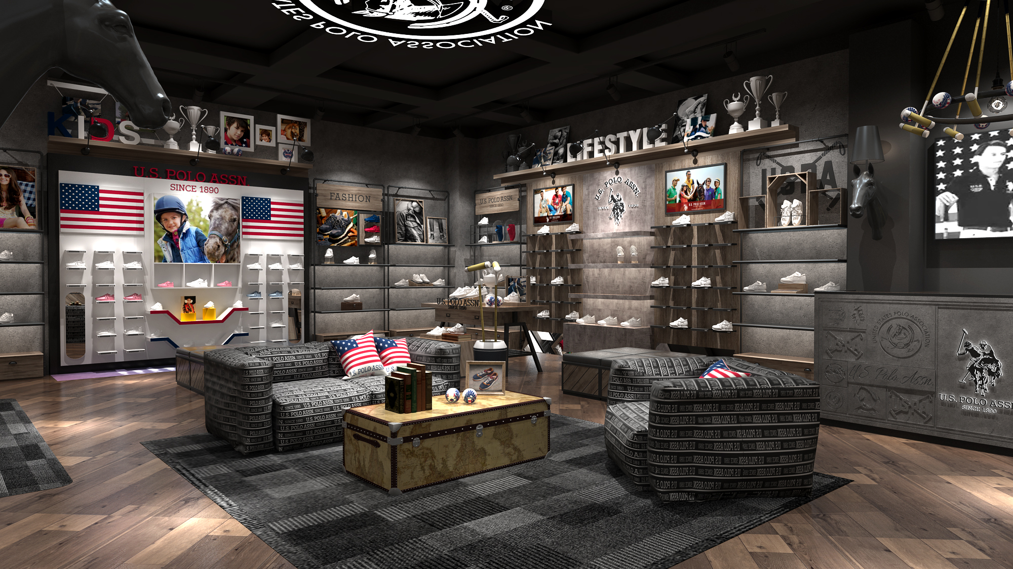 童裝展柜，童鞋展柜。